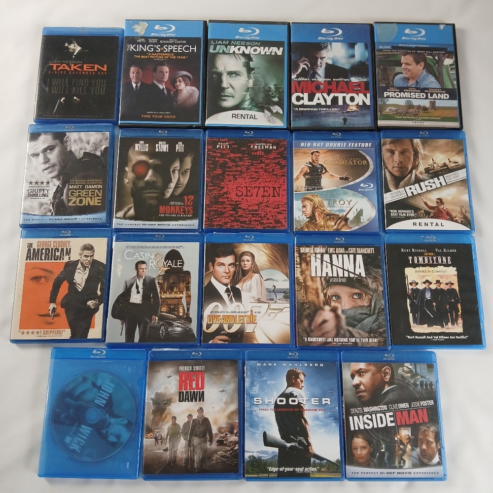 Large Lot Assortment Of Blu-ray Movies Action Drama Mystery